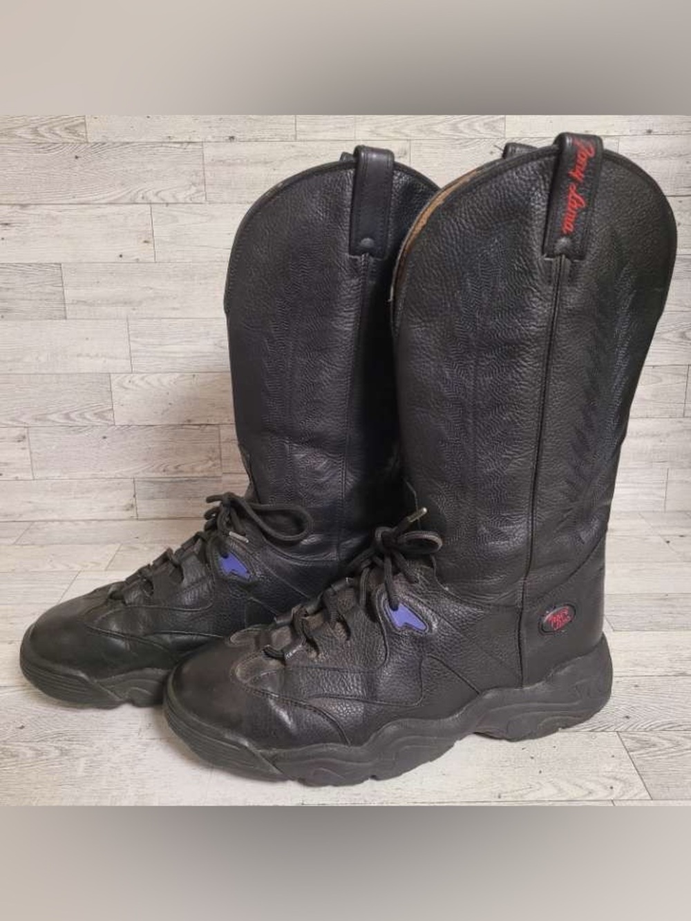 Tony Lama Rodeo Clown Black Leather Cowboy Boots Sneakers Tony Lama Men's 10 D